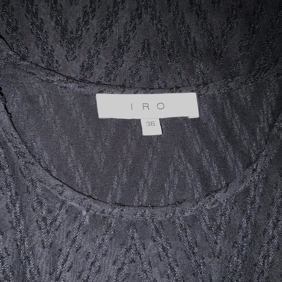IRO Azade Chiffon Lightweight Textured Black Top Size S Short Sleeve Tunic - Picture 9 of 11